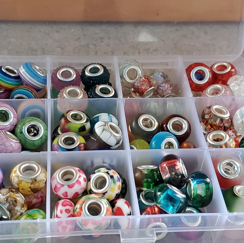 European style Charm Lot. 96 pcs. New in box. Fits in Pandora Bracelet.